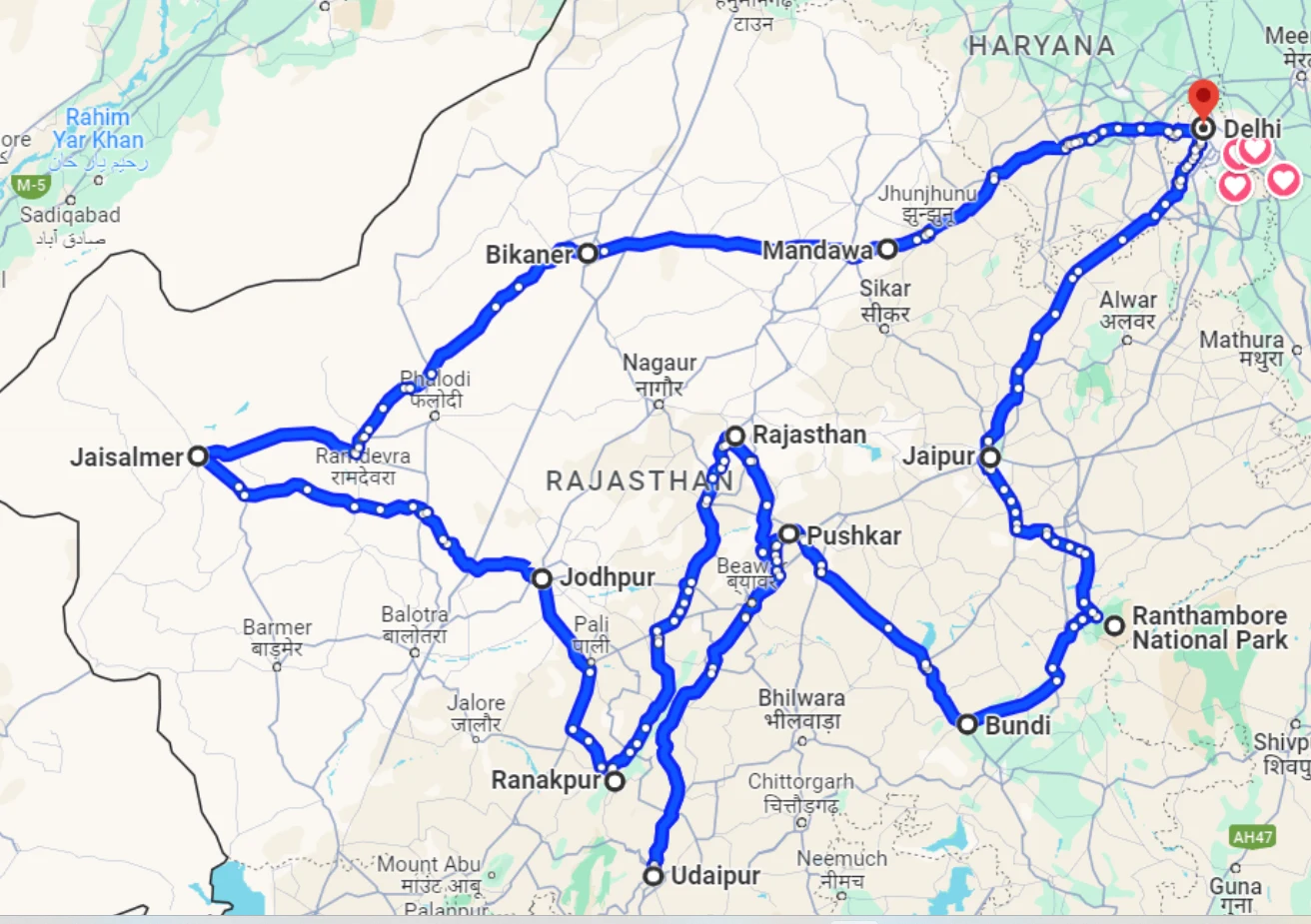 Carte du Rajasthan